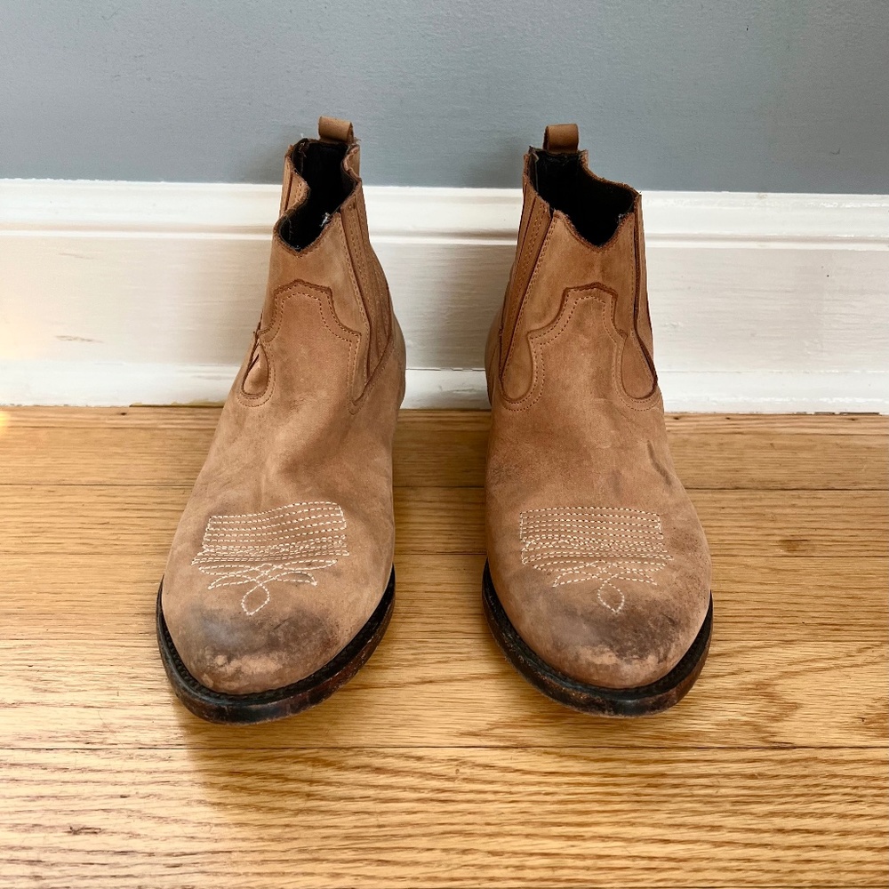 Golden Goose Brown Leather Ankle Cowboy Boots, Size 38